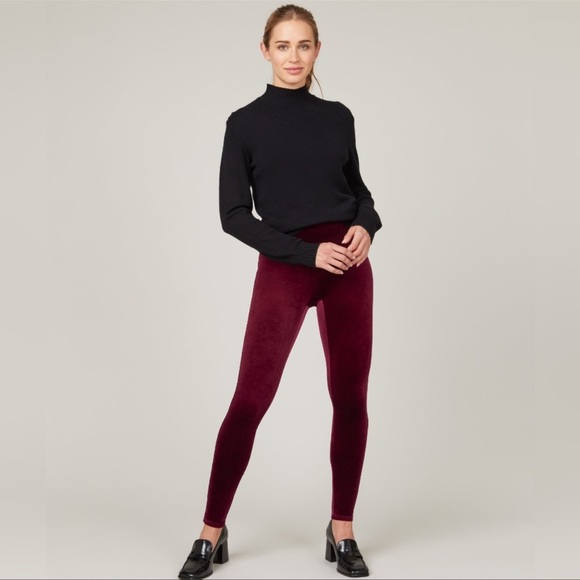 SPANX Pants - SPANX velvet leggings in rich burgundy
